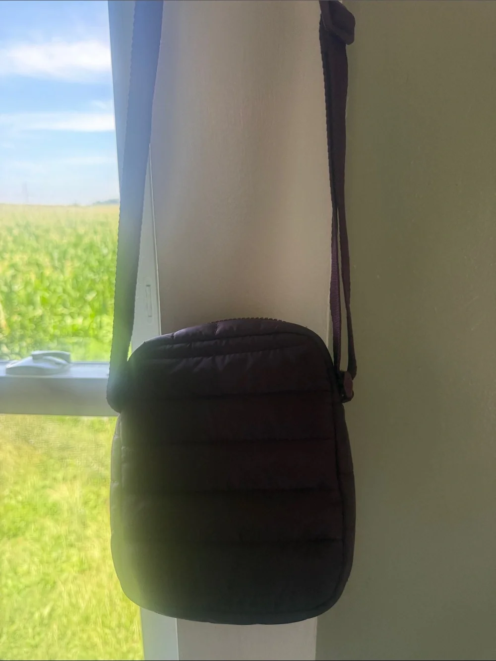 Reebok Plum Purple Quilted Compact Crossbody Bag EUC